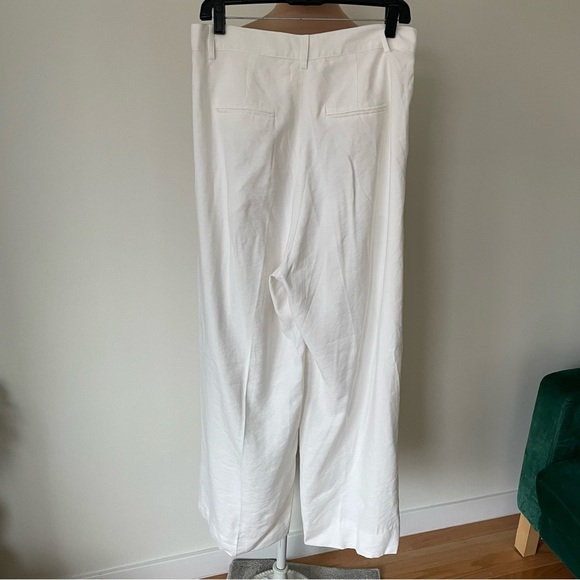 NONchalant Label Fabi White Super High Rise Pleat Front Wide Leg Pants EUC Sz L - Picture 6 of 10